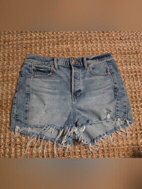 High Rise Denim Shorts Womens 10 Distressed Cutoff Jean Shorts Light Wash